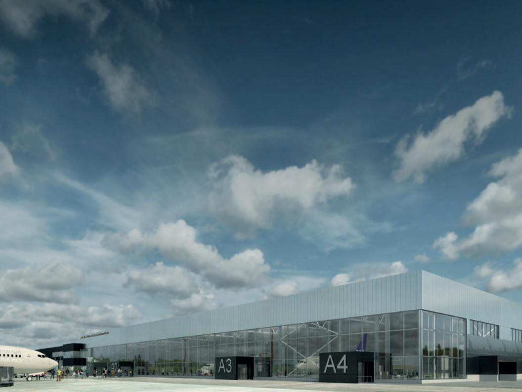 Skissebilde av fasade flyside nye Mo i Rana flyplass